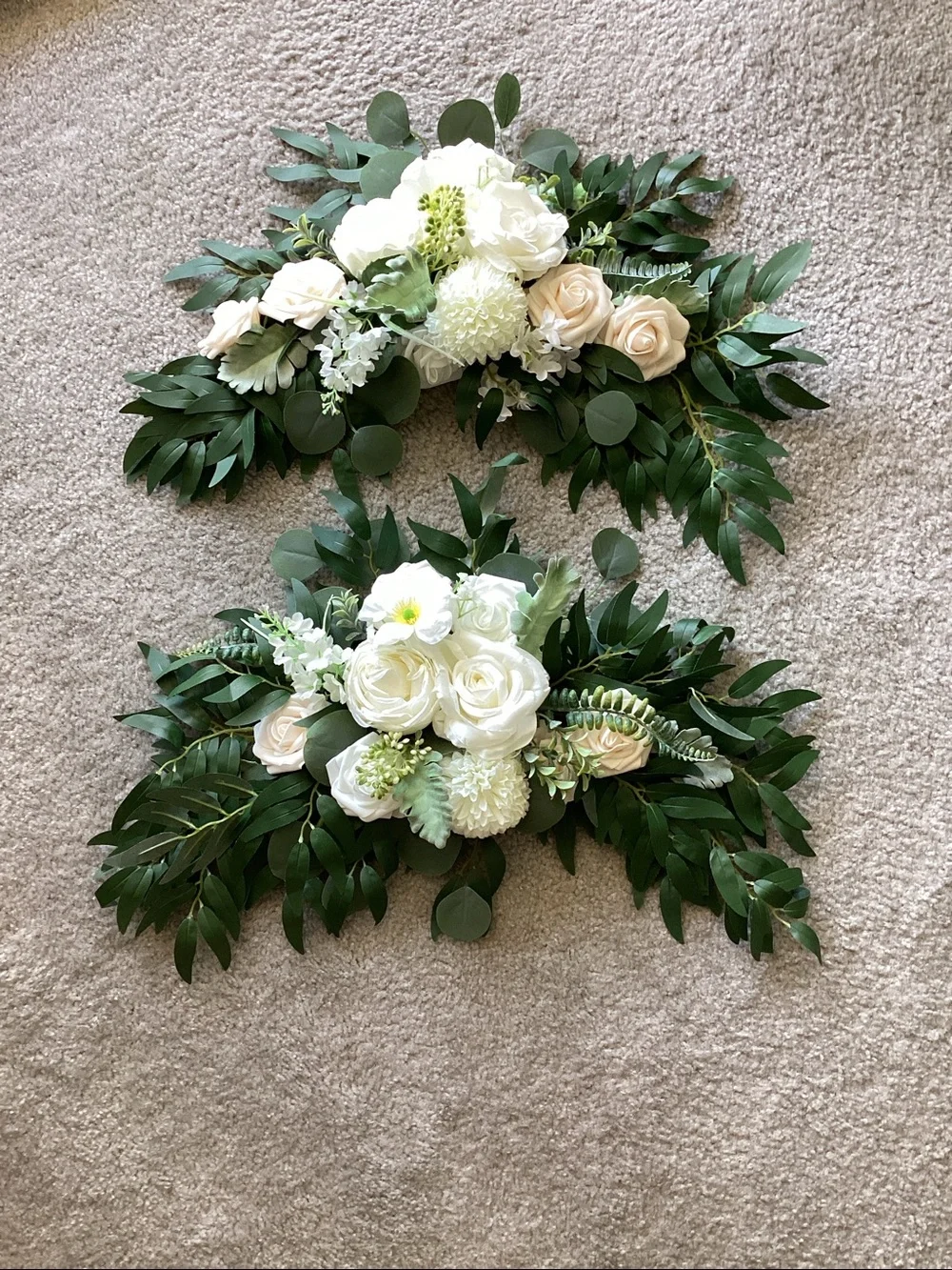 Handcrafted White and Green Floral Wedding Arch Flowers, Head Table,etc.